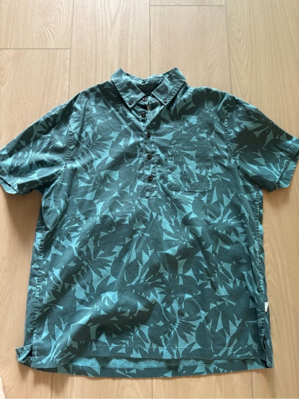 UpWest Teal & Dark Teal Short-Sleeve Casual Button-Down Shirt